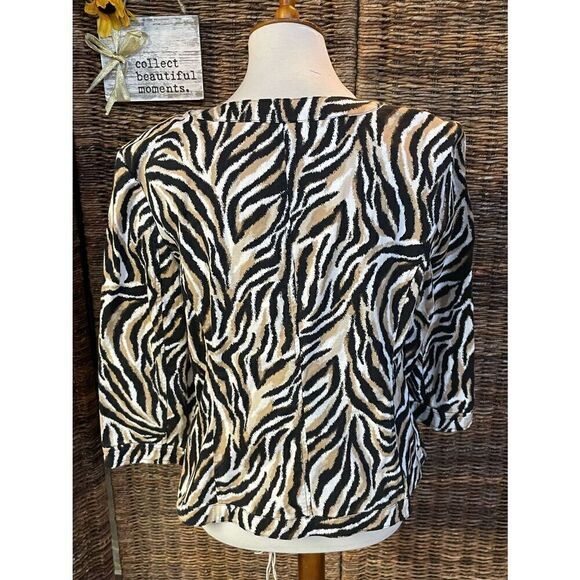 Charter Club Zebra Print Women’s Shacket-Style Jacket/Blazer Top/Gold Button Acc - Picture 7 of 11